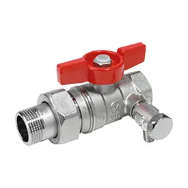 R259DS - Küresel vana, dişi-erkek rakor bağlantılı, tahliye musluklu